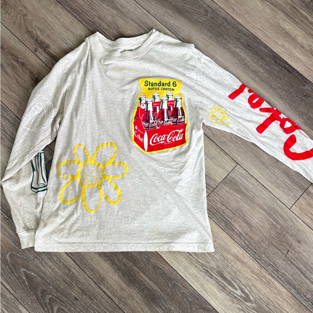 (VINTAGE SOLD AS IS ‼️) Coca Cola Kids Gray and Red Long Sleeve Shirt